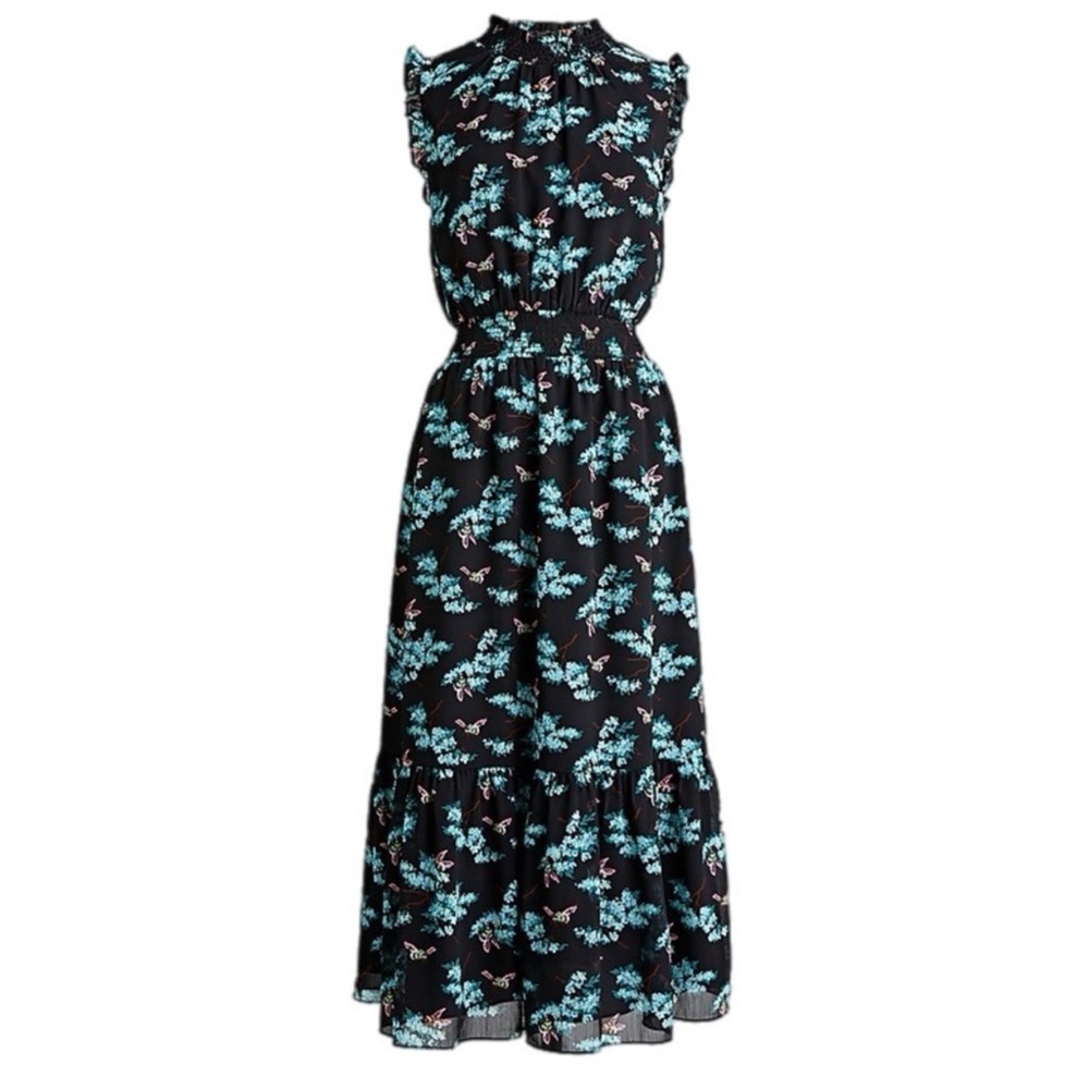 J. Crew Botanical Bees Smocked-waist Midi Dress